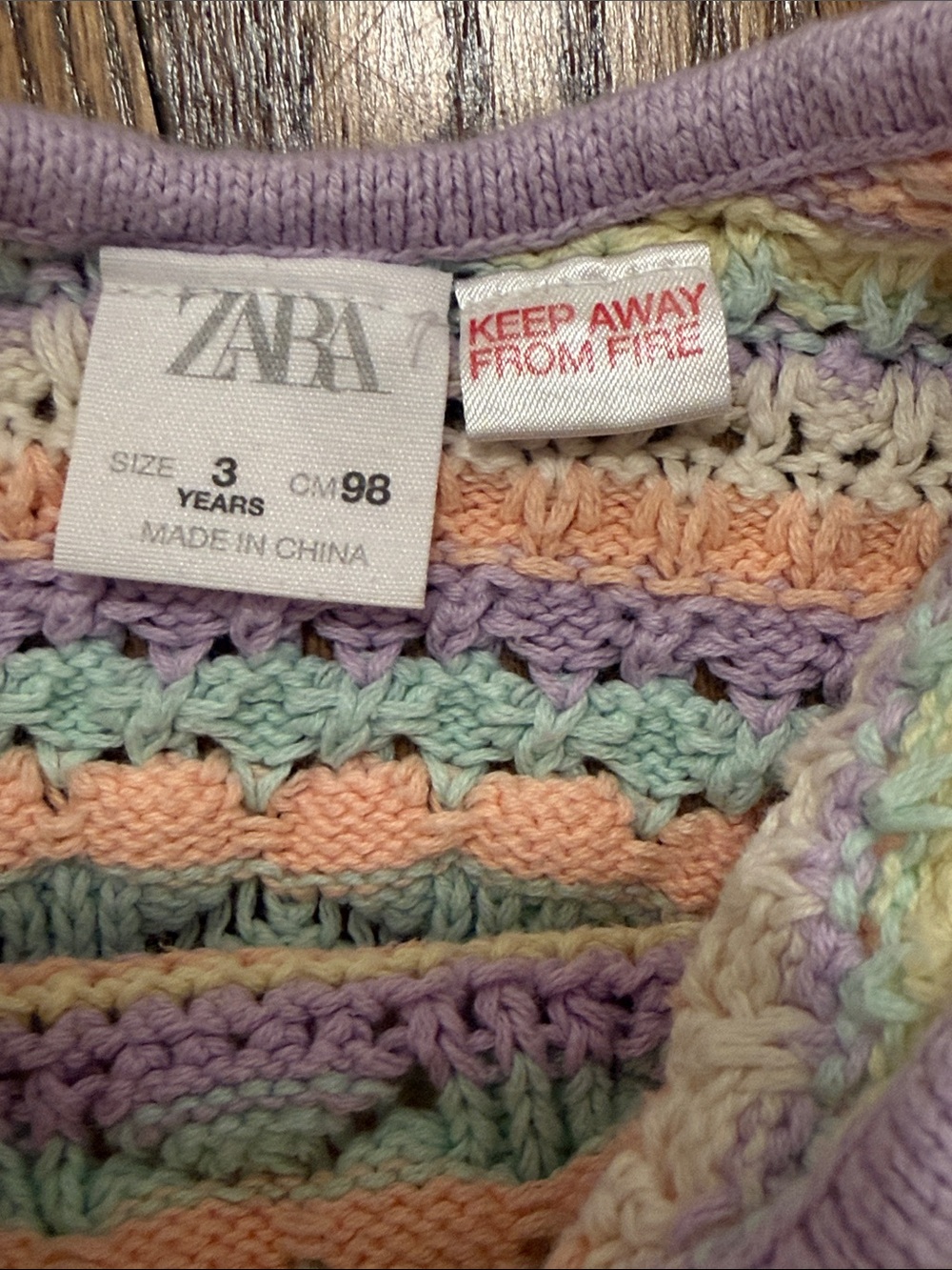 Zara 3T Crochet Pastel Knit Tank Top - Picture 3 of 3